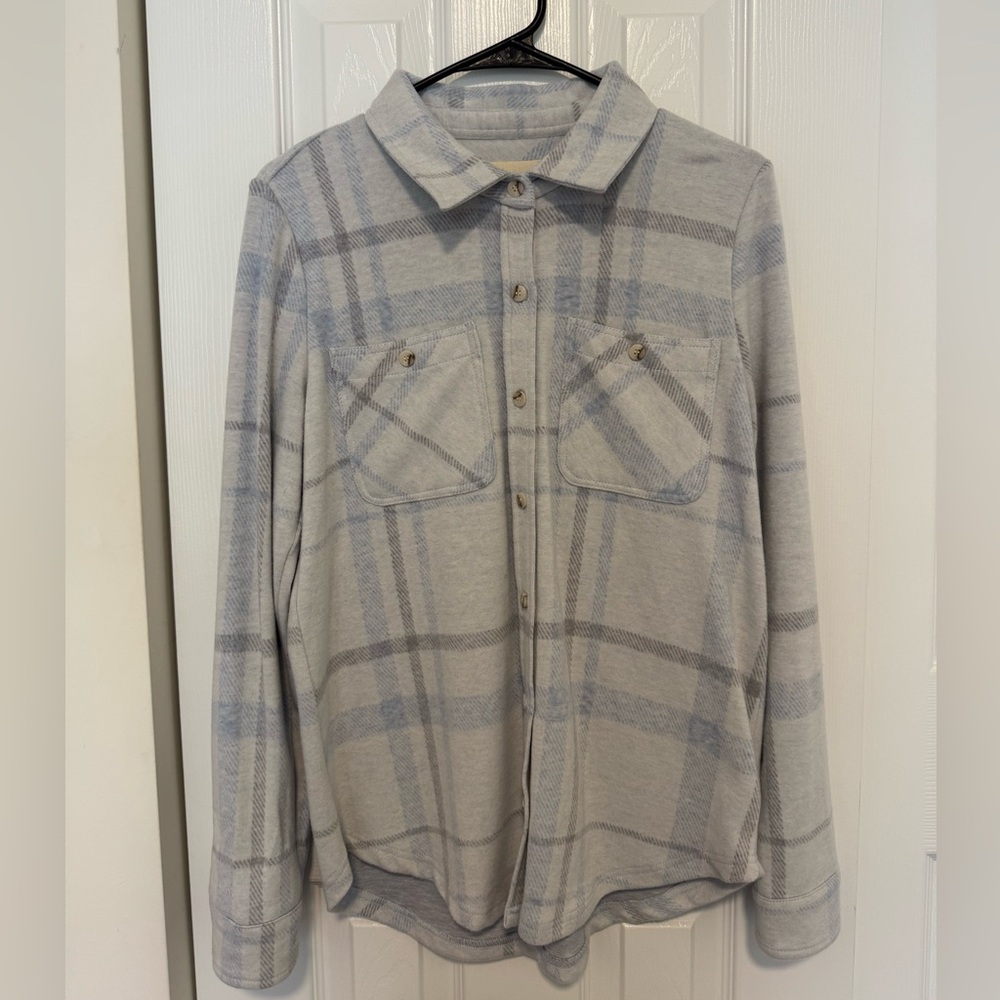 Light Blue Plaid Button-Up Shirt